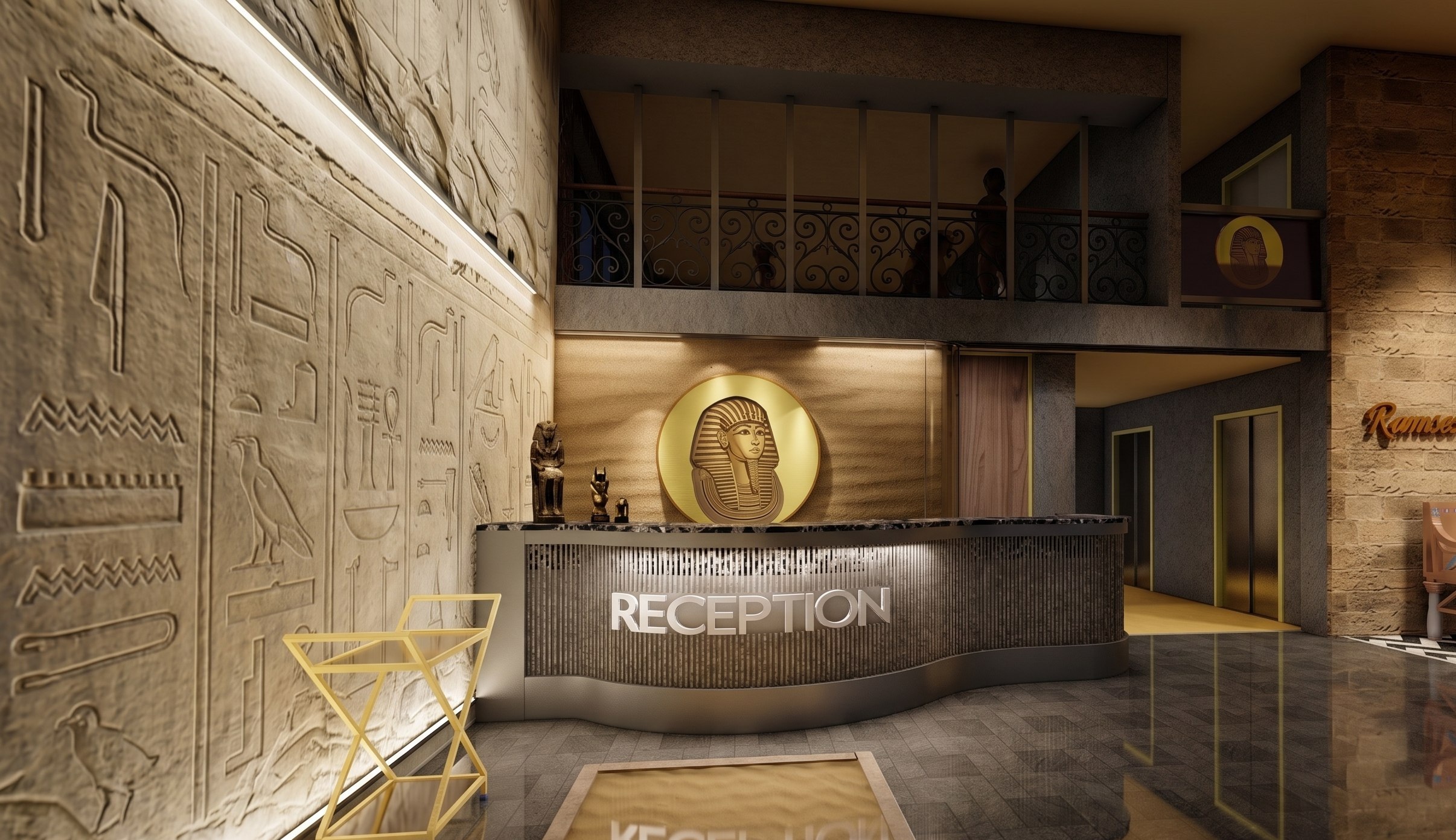 Ramses Hotel iç mekân konsept renderı 1