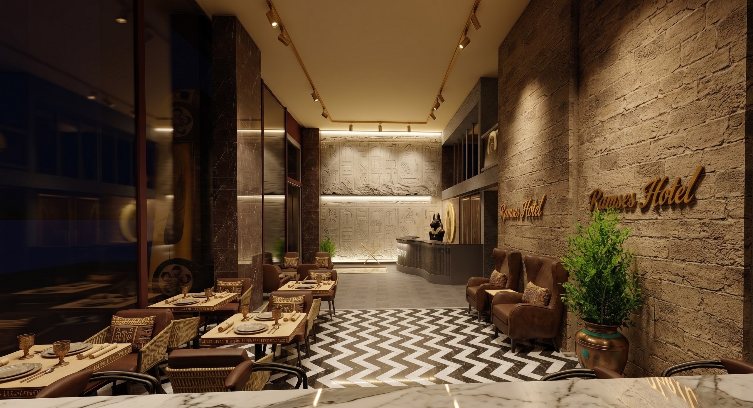 Ramses Hotel iç mekân konsept renderı 4